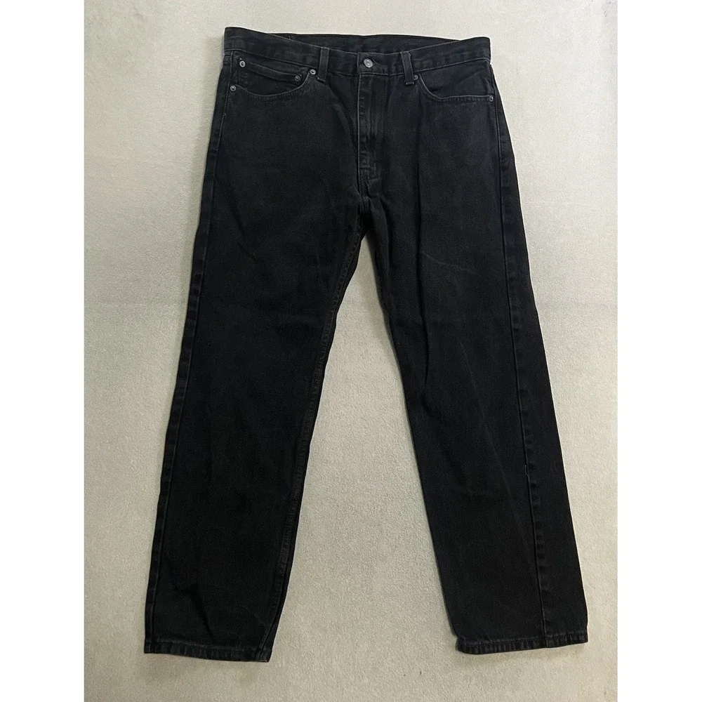 Levi's 505 Regular Fit Jeans Men's Size 36x30 Black Straight Leg Denim Pants